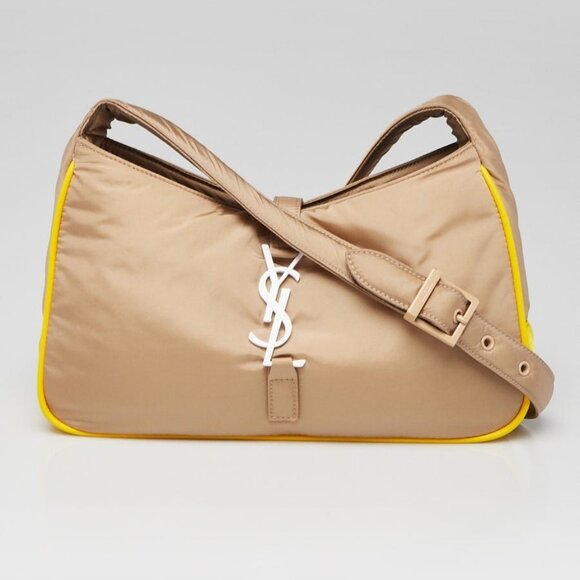Yves Saint Laurent Beige/Yellow Nylon/Leather Le 5 A 7 Shoulder Bag - Picture 1 of 9
